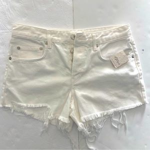 Free People We The Free Spring White Jean Shorts Distressed 29 NWT